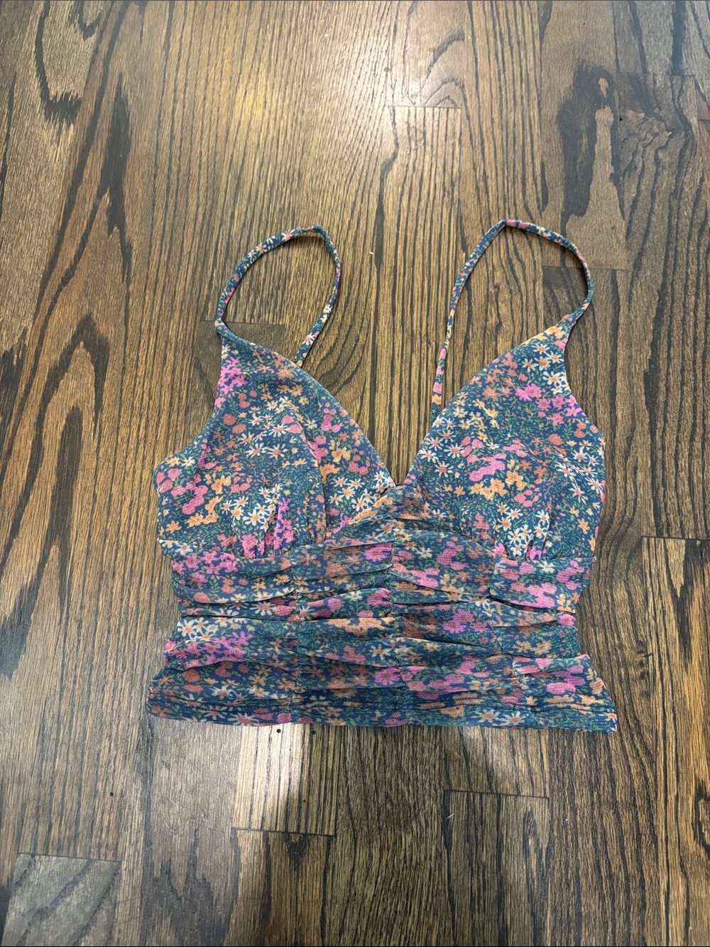 Floral Ruched V-Neck Bralette Tank